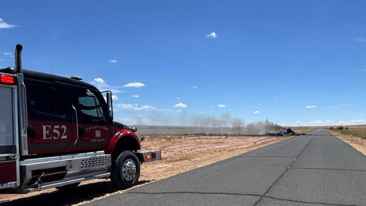 The medical transport plane crashed near Chinle Airport Tuesday.