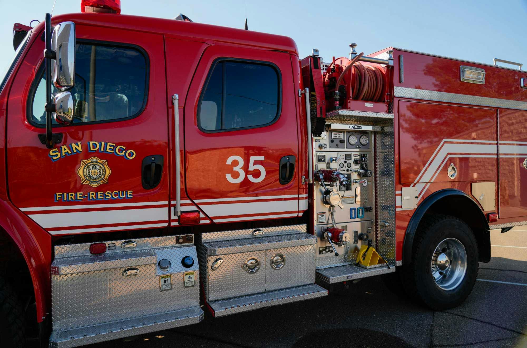 One of the two new wildland units placed into service by San Diego Fire Rescue was on display at the fire academy this week. The department has added two wildland units, a mobile command center and a new helicopter to it's fleet.