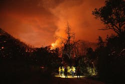 Firefighters prepare to move out as the Pickett fire burns in Calistoga, CA, late last week. Firefighters prepare to move out as the Pickett fire burns in Calistoga, CA, late last week.
