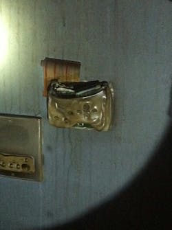 High heat release rate (HRR) fuels spread energy to remote areas of the fire. Here, the thermostat that was on the upper floor from the fire sustained significant damage even though it was remotely positioned from the fire compartment. High heat release rate (HRR) fuels spread energy to remote areas of the fire. Here, the thermostat that was on the upper floor from the fire sustained significant damage even though it was remotely positioned from the fire compartment.