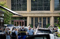 This was the scene Wednesday outside a Minneapolis Catholic Church where a gunman opened fire on students and staff during Mass. This was the scene Wednesday outside a Minneapolis Catholic Church where a gunman opened fire on students and staff during Mass.
