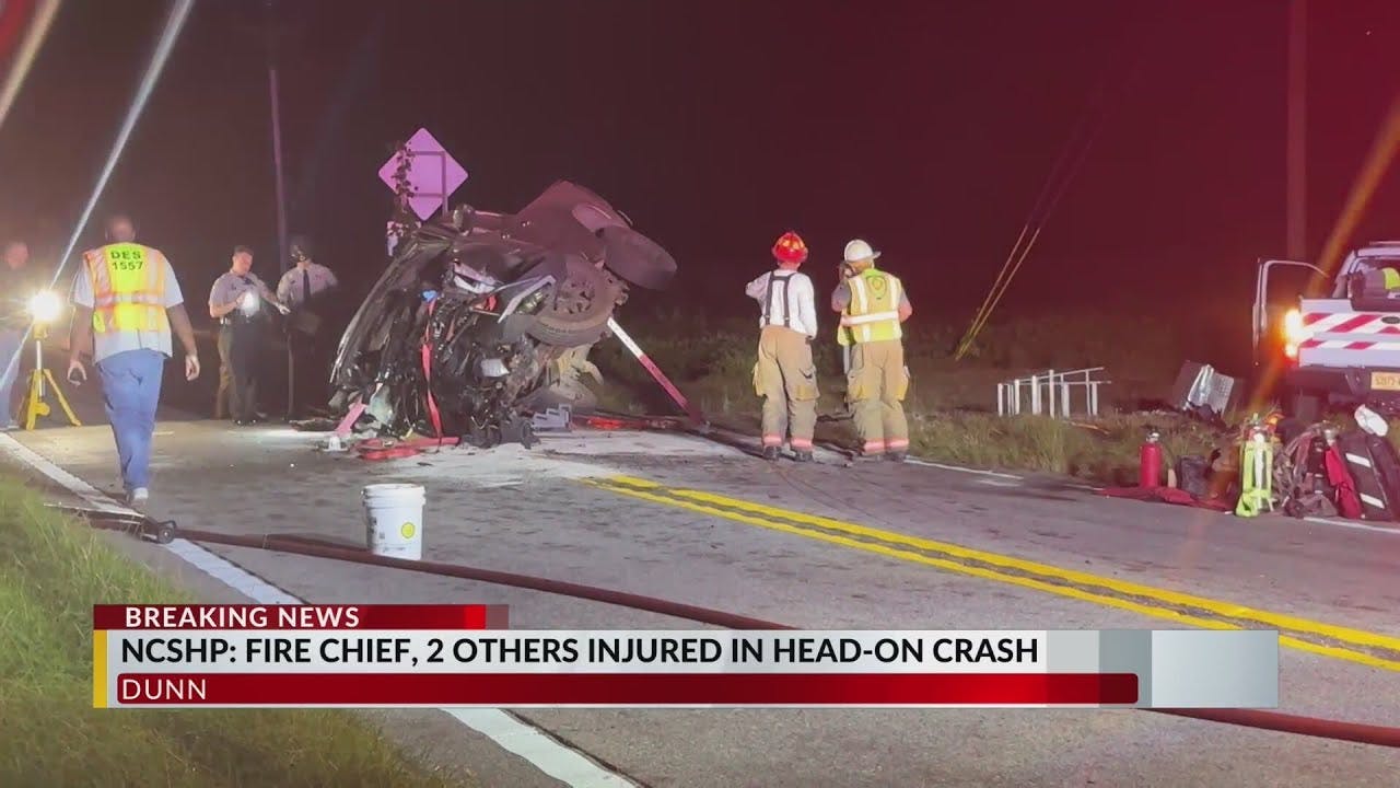 Fire chief, 2 others injured in head-on crash in Dunn: NCSHP