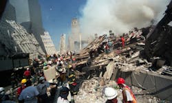Rescue workers are pictured after the terror attacks on the World Trade Center in Manhattan, New York, on Sept. 12, 2001. Rescue workers are pictured after the terror attacks on the World Trade Center in Manhattan, New York, on Sept. 12, 2001.