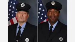 Newark Firefighters Augusto “Augie” Acabou, left , and Wayne “Bear” Brooks Jr., died battling a ship blaze in 2023.