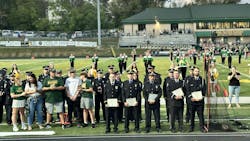 The five firefighers involved in the rescue were recognized during a ceremony at Penn-Trafford's Warrior Stadium before the high school football game. The five firefighers involved in the rescue were recognized during a ceremony at Penn-Trafford's Warrior Stadium before the high school football game.