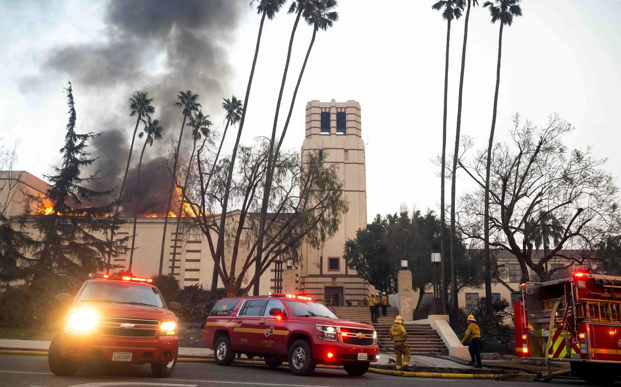 Eliot Art Magnet in Altadena burns on Jan. 8 during the Eaton fire.