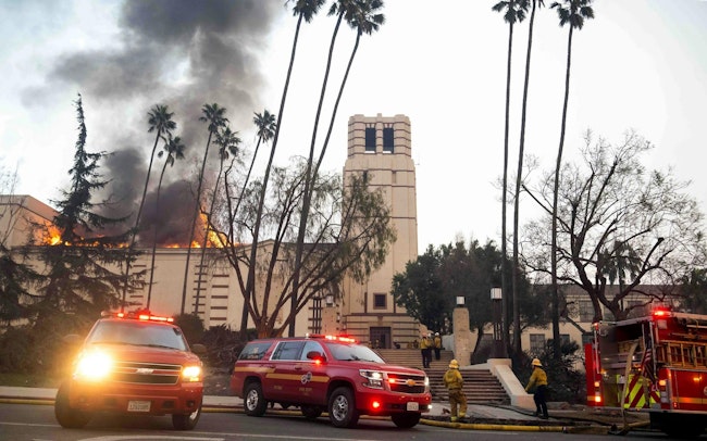 Eliot Art Magnet in Altadena burns on Jan. 8 during the Eaton fire.
