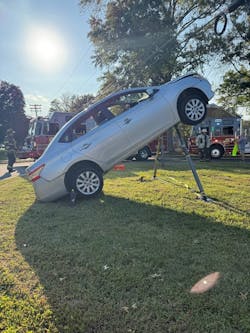 In this case in which a car was running up the guidewire of a telephone pole, if there was a need to extricate the driver, would rescuers be adding weight and forces to the vehicle resting on the line? If everyone is out of the vehicle, the procedure might be as simple as creating a safe corridor until the vehicle can be removed by the tow in coordination with the party that maintains the telephone pole. In this case in which a car was running up the guidewire of a telephone pole, if there was a need to extricate the driver, would rescuers be adding weight and forces to the vehicle resting on the line? If everyone is out of the vehicle, the procedure might be as simple as creating a safe corridor until the vehicle can be removed by the tow in coordination with the party that maintains the telephone pole.