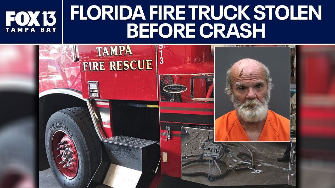 Fire truck stolen from hospital involved in Florida crash, suspect arrested