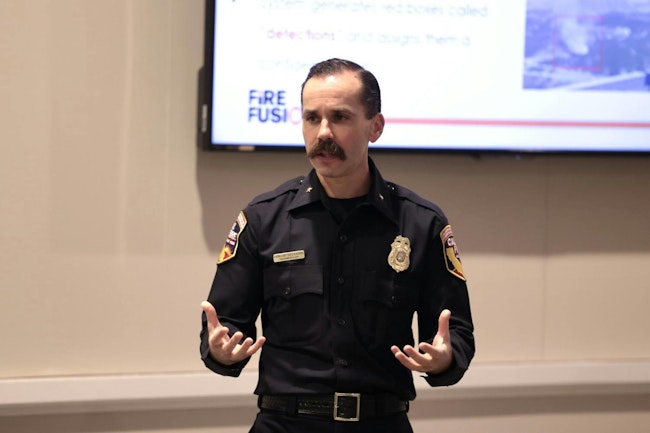 CAL FIRE’s Staff Chief Phillip SeLegue informs FireFusion attendees about the technologies that CAL FIRE uses for wildfire prevention and response.