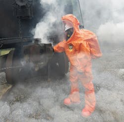 The new Anti-Fog Visor for Kappler gas-tight suits that are made with Zytron and Frontline fabrics eliminates the need for spray solutions and inside-of-the-suit wiping. The new Anti-Fog Visor for Kappler gas-tight suits that are made with Zytron and Frontline fabrics eliminates the need for spray solutions and inside-of-the-suit wiping.