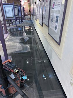 Hours after cleanup efforts began at the Hall of Flame Museum of Firefighting, water still pools on the floor in the Hall of Heroes. Hours after cleanup efforts began at the Hall of Flame Museum of Firefighting, water still pools on the floor in the Hall of Heroes.