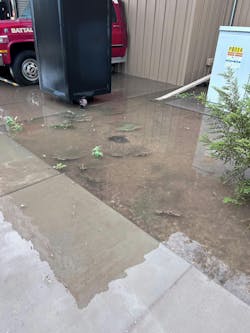 Water pooled outside the Hall of Flame entryway following two storms just weeks apartment that entered the museum through the floor, walls and roof. Water pooled outside the Hall of Flame entryway following two storms just weeks apartment that entered the museum through the floor, walls and roof.