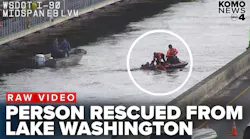 RAW VIDEO: Firefighters rescue person clinging to I-90 Bridge in Lake Washington