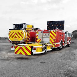 TrafFix Devices’ Scorpion II Blocker is an innovative truck-mounted attenuator that’s tailored specifically for firefighting and highway crash and rescue scenarios. TrafFix Devices’ Scorpion II Blocker is an innovative truck-mounted attenuator that’s tailored specifically for firefighting and highway crash and rescue scenarios.