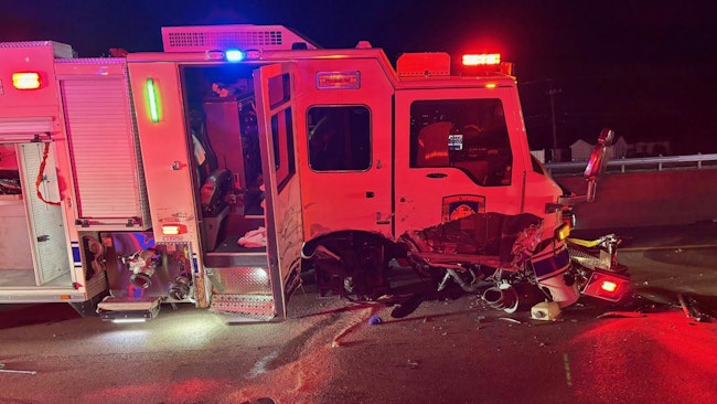 Fort Worth Fire Department Engine 14 was blocking Highway 287 when it was struck by a pickup.