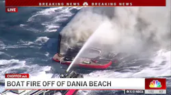 2 people safe after boat consumed by fire in ocean off Dania Beach