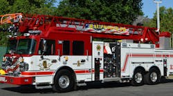 Quint 3-8-11 is one of two Spartan ER Smeal 107-foot quints that are operated by the Hauppauge, NY, Fire District (HFD). Outfitted with a 238-inch wheelbase, the rig proved to be maneuverable in the response area, which was confirmed by reviewing turning radius charts at the preconstruction conference. Quint 3-8-11 is one of two Spartan ER Smeal 107-foot quints that are operated by the Hauppauge, NY, Fire District (HFD). Outfitted with a 238-inch wheelbase, the rig proved to be maneuverable in the response area, which was confirmed by reviewing turning radius charts at the preconstruction conference.