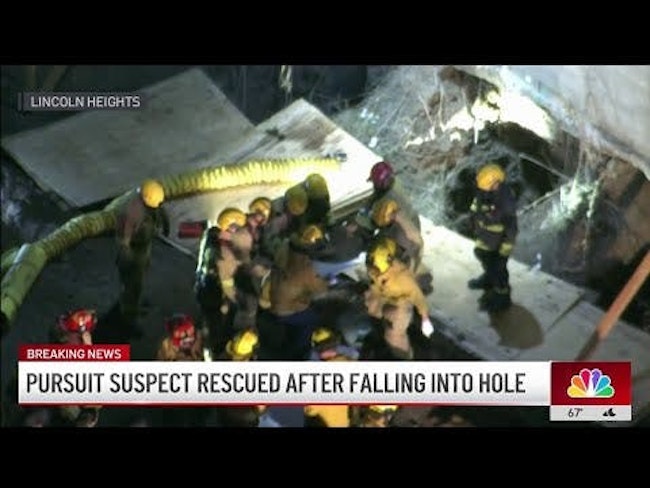 Los Angeles Firefighters Rescue Suspect in Who Fell in Hole after Police Chase