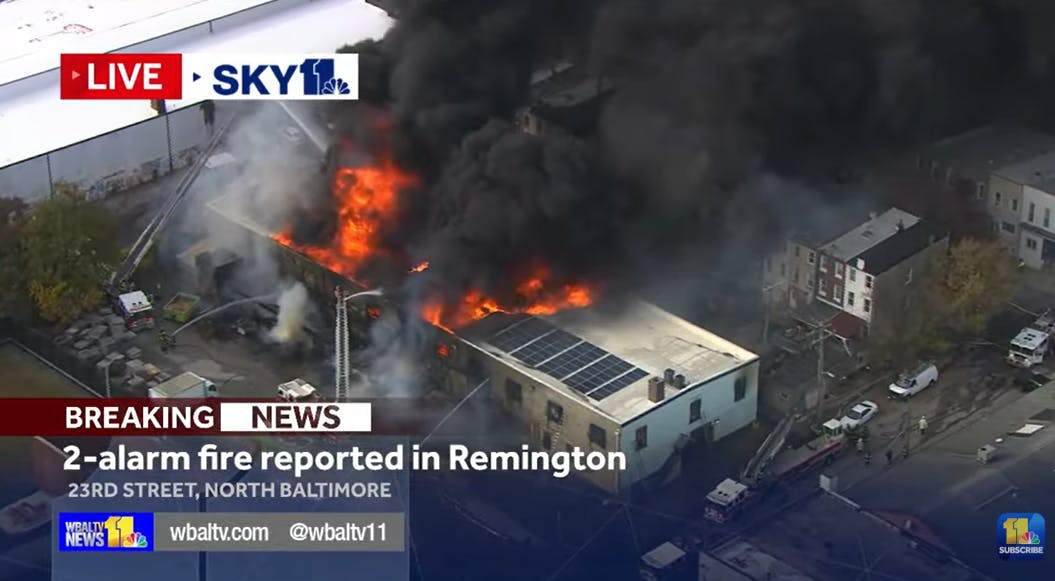 Baltimore Firefighters Battle 4-Alarm Commercial Fire