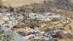 A view of the burned homes in Camarillo, CA, in the aftermath of the 2024 Mountain fire. A view of the burned homes in Camarillo, CA, in the aftermath of the 2024 Mountain fire.