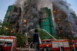 Officials have said that 65 people have been killed in the fire on in a housing block in Hong Kong. Ten firefighters are among the nearly 75 who were injured. Officials have said that 65 people have been killed in the fire on in a housing block in Hong Kong. Ten firefighters are among the nearly 75 who were injured.