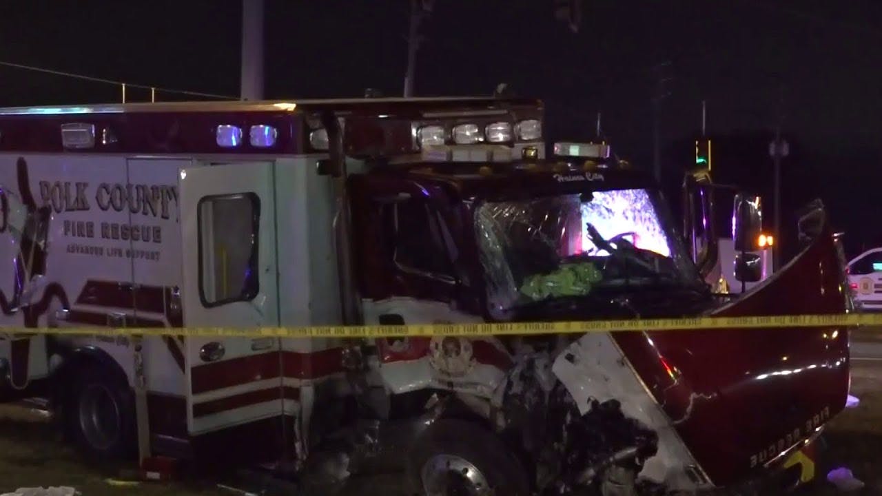 2 critically injured when ambulance, pickup collide on US-27 in Polk County