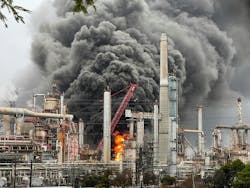 A large column of smoke and flames are seen coming from the Martinez Refining Company property on Feb. 1. A large column of smoke and flames are seen coming from the Martinez Refining Company property on Feb. 1.