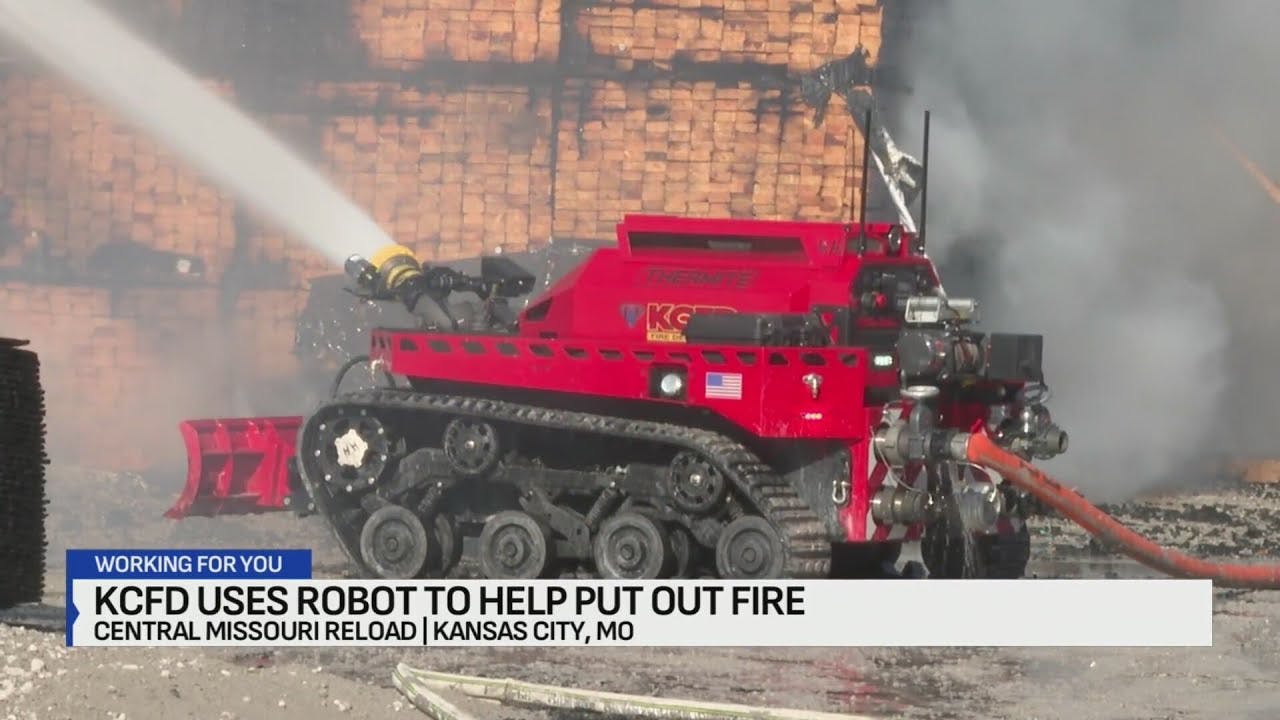 KCFD deploys robot to help battle fire at lumber yard