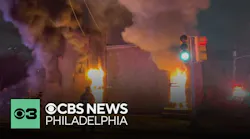 Building crumbles during fire in Camden, New Jersey