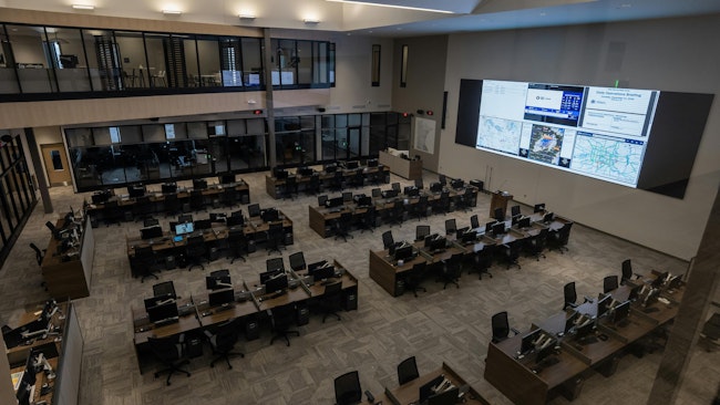 A look inside the large workspace at the new Minnesota State Emergency Operations Center in Blaine, MN.