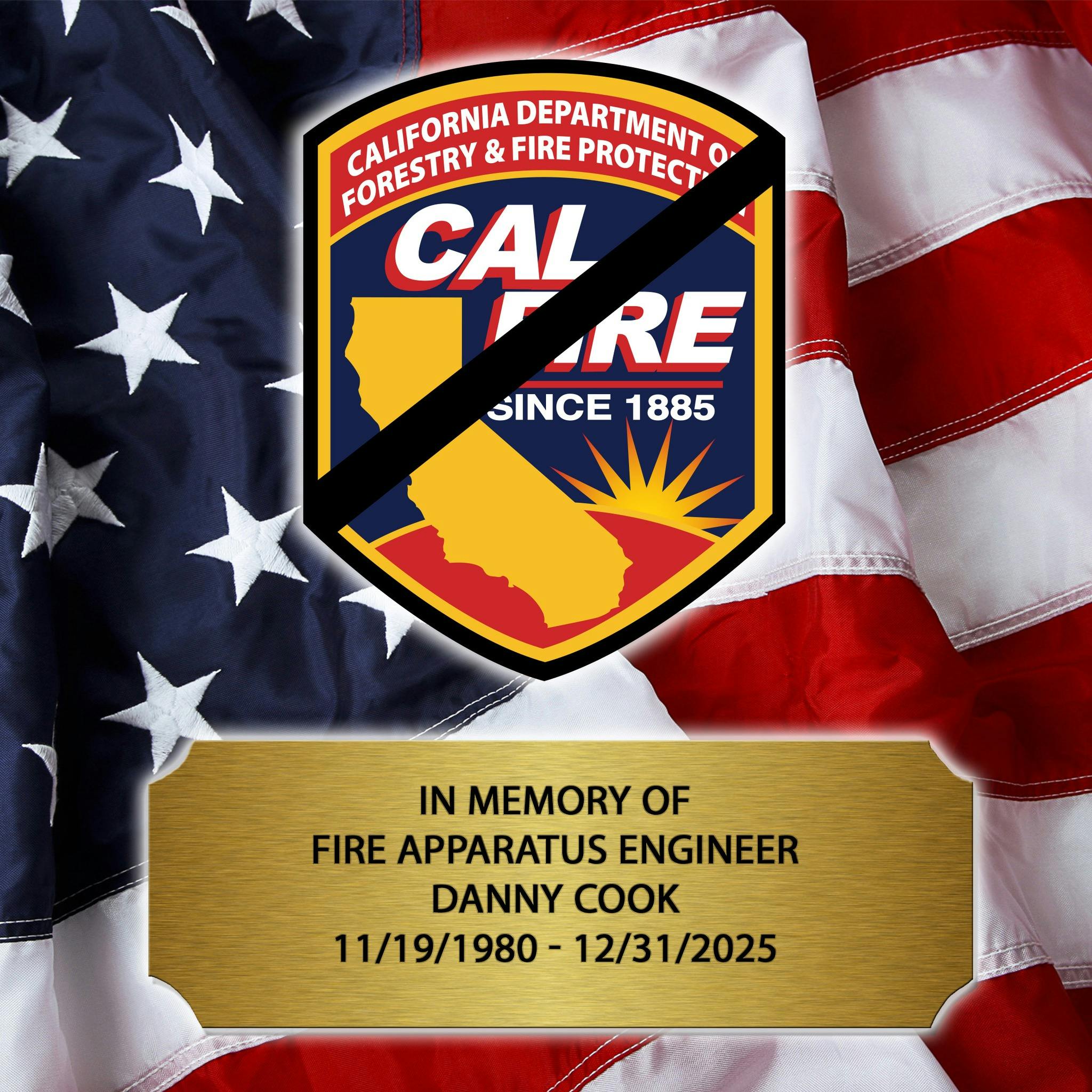 Cal Fire/Riverside County Engineer Danny Cook, 45, suffered a medical emergency while working a house fire on New Years Eve morning in rural Nuevo.