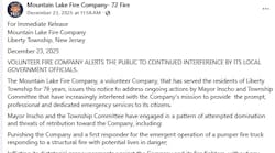 The dispute between the Mountain Lake Fire Company and Liberty Township involves accusations of political vendettas, unfair punishments, and safety concerns following a vehicle operation incident, leading to legal battles and calls for code revisions within the fire department. The dispute between the Mountain Lake Fire Company and Liberty Township involves accusations of political vendettas, unfair punishments, and safety concerns following a vehicle operation incident, leading to legal battles and calls for code revisions within the fire department.