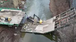 A look from Skyview9 at the Washington Avenue Bridge collapse