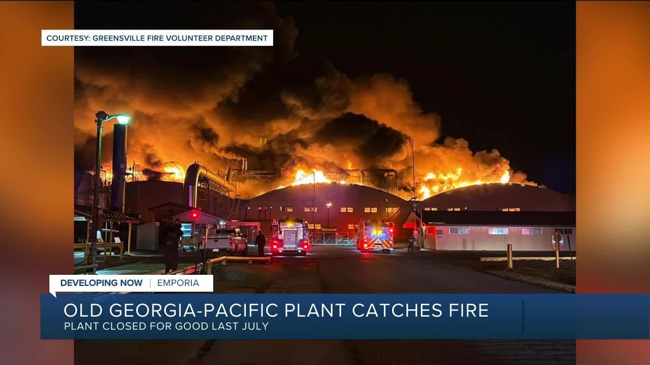 Massive fire at Virginia plywood plant