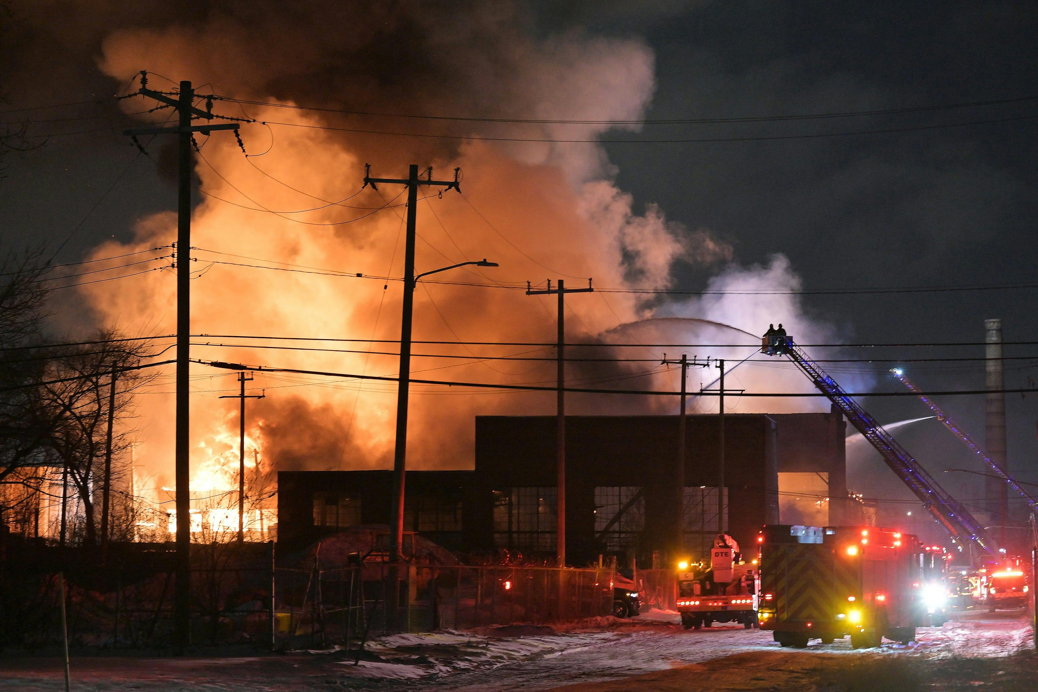 Detroit firefighters battled a structure fire.