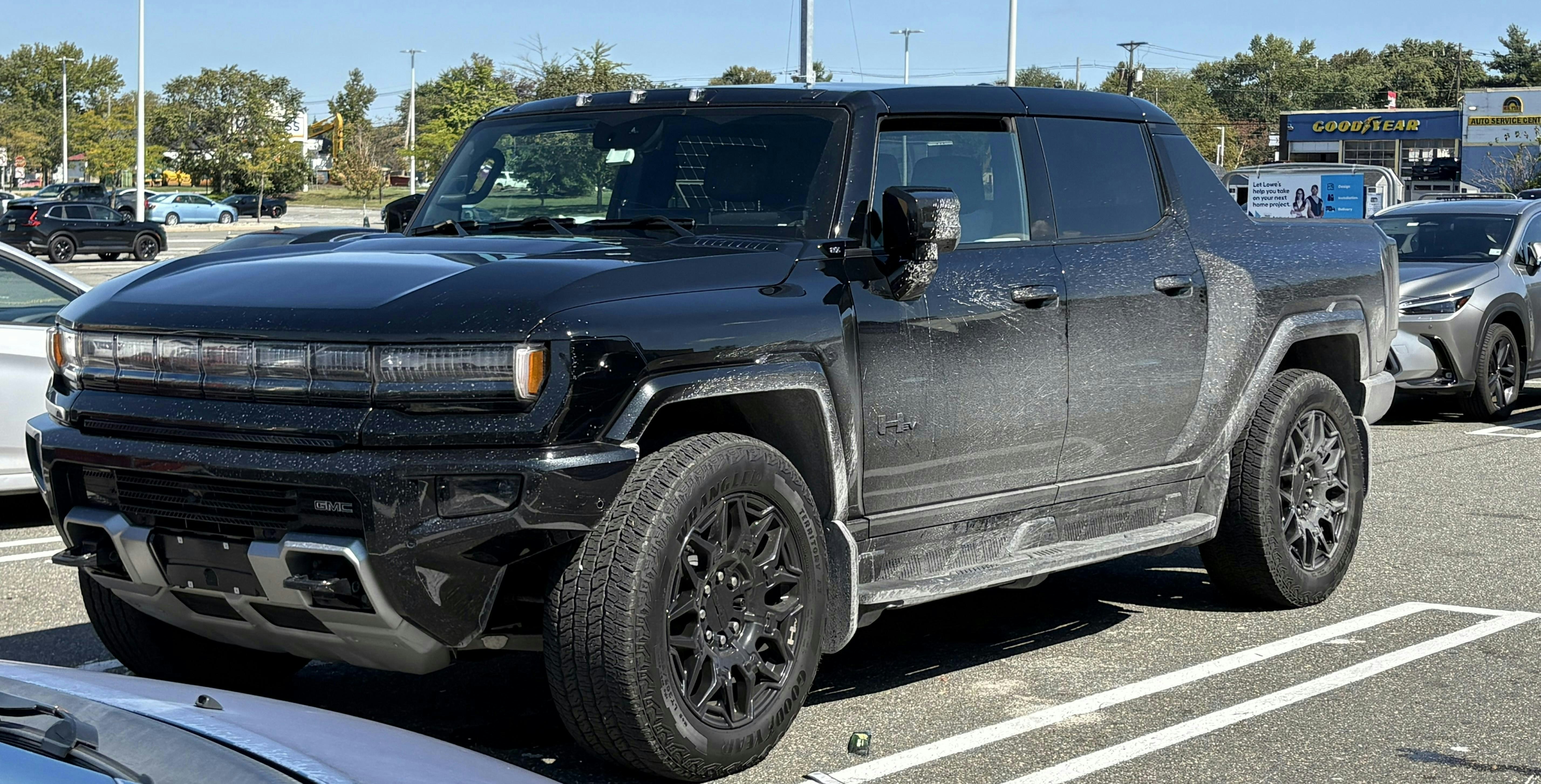 EVs are considerably heavier than conventional automobiles. This GMC EV Hummer has a battery that weighs almost 3,000 lbs., placing the gross vehicle weight at more than 9,000 lbs. Serious consideration must be placed on lifting and stabilizing techniques.