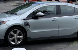 The charging port on this EV makes any displacement of the A-pillar and even the removal of the door hinges more hazardous. Consider where the high-voltage wires run within the fender and pillar areas prior to any cutting or displacement. The charging port on this EV makes any displacement of the A-pillar and even the removal of the door hinges more hazardous. Consider where the high-voltage wires run within the fender and pillar areas prior to any cutting or displacement.