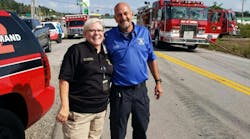 Susan Smith Carpenter, who is retiring after nearly five decades, was congratulated by Paramedic Capt. Will Bishop, a 30-year veteran with Ambulance Inc. of Laurel County. Susan Smith Carpenter, who is retiring after nearly five decades, was congratulated by Paramedic Capt. Will Bishop, a 30-year veteran with Ambulance Inc. of Laurel County.