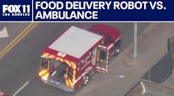 Ambulance, food delivery robot collide in Hollywood Ambulance, food delivery robot collide in Hollywood