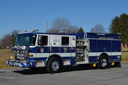 MTFR’s Engine 203 was a dealer stock model pumper that was modified to meet the department’s requirements. The rig has a 152-inch-long aluminum body, a low-profile, 1,000-gallon tank, a gated front intake and a trash line with a reinforced steel front bumper. MTFR’s Engine 203 was a dealer stock model pumper that was modified to meet the department’s requirements. The rig has a 152-inch-long aluminum body, a low-profile, 1,000-gallon tank, a gated front intake and a trash line with a reinforced steel front bumper.
