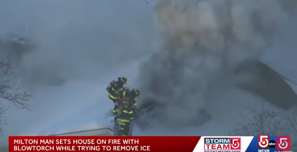 Milton House Fire Lit by Torch