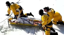 Firefighters rescue swan frozen in icy waters of Norwalk River in Connecticut Firefighters rescue swan frozen in icy waters of Norwalk River in Connecticut