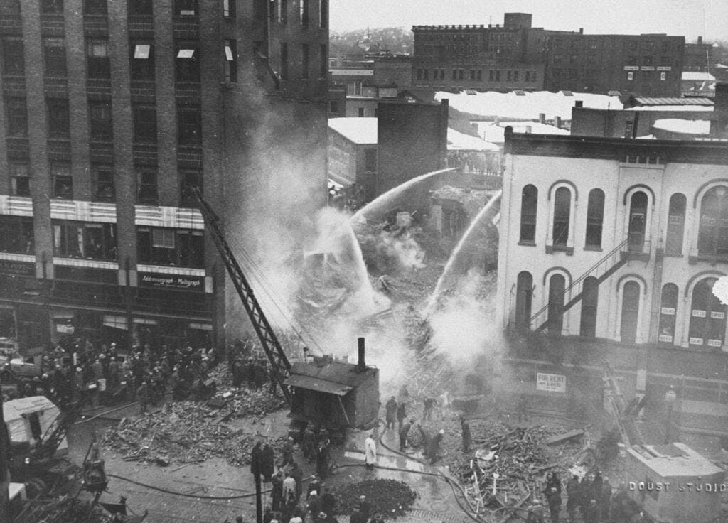 Nine Syracuse firefighters perished in a structure collapse in 1939.