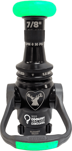 Elkhart Brass has won the title of Champion in the 2025 'Coolest Thing Made IN Indiana' tournament with its XD Glow-in-the-Dark Smooth Bore Nozzle. Elkhart Brass has won the title of Champion in the 2025 'Coolest Thing Made IN Indiana' tournament with its XD Glow-in-the-Dark Smooth Bore Nozzle.