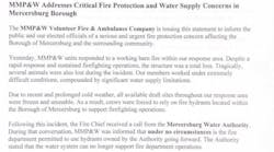 A dispute started Monday night when firefighters battled a barn fire and had to use fire hydrants because of frozen draft sites and the water board chairman called the fire chief to say they could not use the borough's hydrants. A dispute started Monday night when firefighters battled a barn fire and had to use fire hydrants because of frozen draft sites and the water board chairman called the fire chief to say they could not use the borough's hydrants.