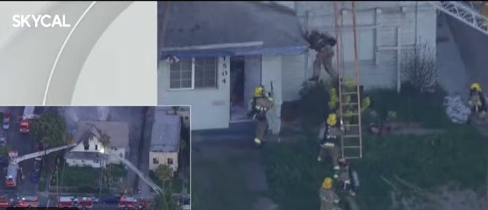 Los Angeles Firefighter Falls off Ladder