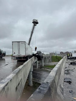 Louisville Firefighters Rescue Driver from Spaghetti Junction Bridge Louisville Firefighters Rescue Driver from Spaghetti Junction Bridge