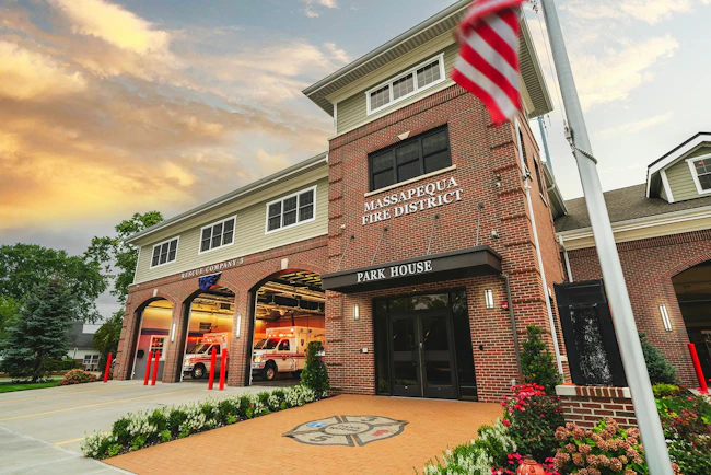 A feasibility study for the Massapequa Fire District led to completion of a 21,600-sq.-ft. station that comprises seven bays, integrated hands-on training, decontamination spaces, company offices, fitness facilities, a training classroom, rehab support and a large multipurpose room.