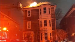 Ceiling collapses on crews battling 3-alarm fire; Firefighter, civilian taken to hospital Ceiling collapses on crews battling 3-alarm fire; Firefighter, civilian taken to hospital